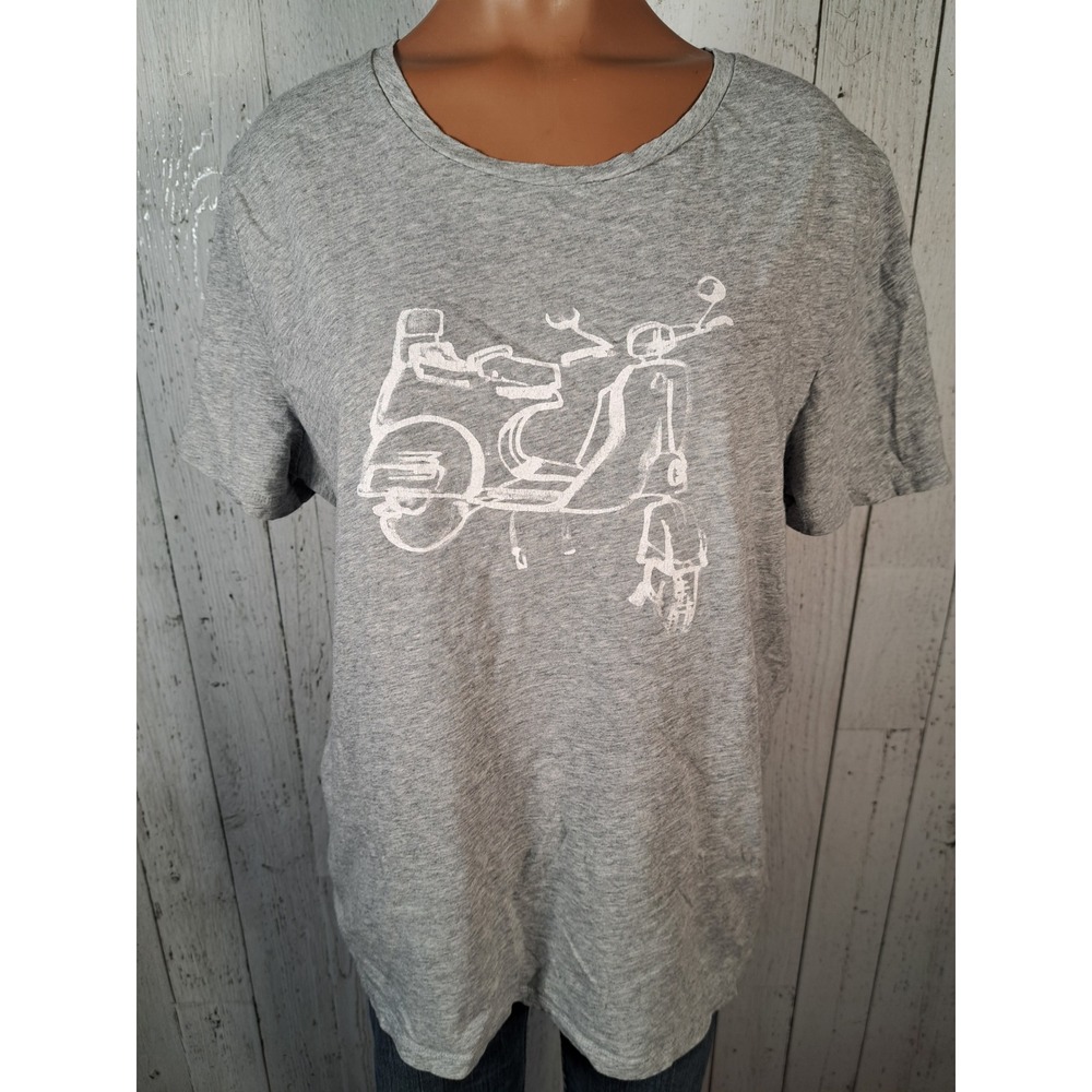 Old Navy Relaxed Gray Cotton Scooter Graphic T-Shirt Mens Large Short Sleeve